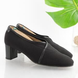 Taryn Rose Womens Pump Size 36‎ 6 Black Satin Block Heel Comfy Dress Shoes Italy